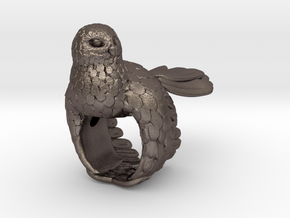 Owl Ring Size 51 (16,3) in Polished Bronzed Silver Steel