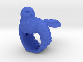 Owl Ring Size 51 (16,3) in Blue Processed Versatile Plastic