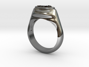 Flower Stamp Ring in Polished Silver: 10 / 61.5