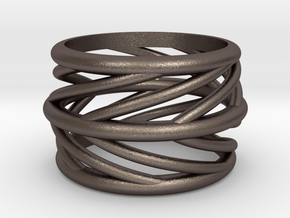 Silvia Swirl Ring in Polished Bronzed Silver Steel: 6 / 51.5