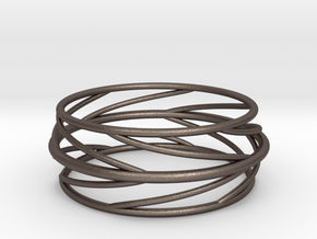 Swirl Bangle in Polished Bronzed Silver Steel: Small