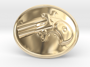 Derringer Belt Buckle New in 14k Gold Plated Brass