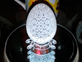 Beautiful Mini Ornamental Egg (4cm Tall) w/ stand  in Tan Fine Detail Plastic