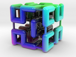Hilbert Cube in Glossy Full Color Sandstone