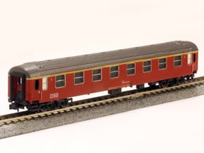 DSB class A coach (late version) N scale in Tan Fine Detail Plastic
