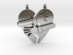 Hold My Heart Pendant (Two-Piece) in Polished Silver