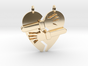 Hold My Heart Pendant (Two-Piece) in 14k Gold Plated Brass