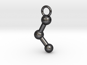 Ethanol Molecule Necklace Keychain Earring in Polished and Bronzed Black Steel