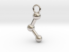 Ethanol Molecule Necklace Keychain Earring in Rhodium Plated Brass