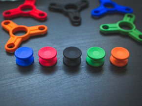 Bearing Caps for Fidget Spinner - Concave - Set   in Black Natural Versatile Plastic
