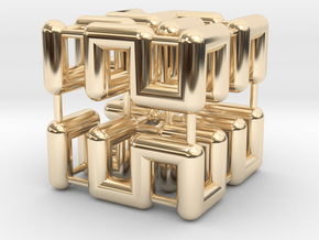 Hilbert Cube in 14k Gold Plated Brass