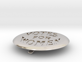 Engraved Votes For Women Clip Button in Rhodium Plated Brass