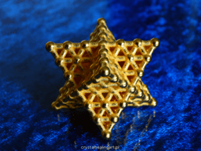 Merkaba Matrix 3 - Surface - Star tetrahedron grid in Polished Gold Steel