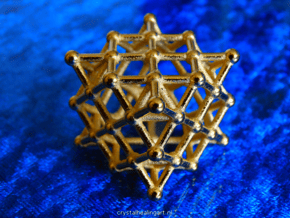 64 Tetrahedron Grid - Surface in Polished Gold Steel