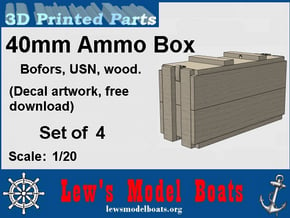 1/20 scale 40 mm Bofors "wood" ammo boxes (4) US N in White Natural Versatile Plastic: 1:20