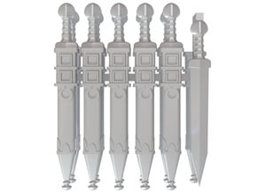 10 Sheathed Omega Gladius for 28mm miniatures in Smooth Fine Detail Plastic