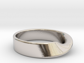 Moebius Strip ring in Rhodium Plated Brass: 7 / 54