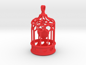Caged Heart Charm in Red Processed Versatile Plastic