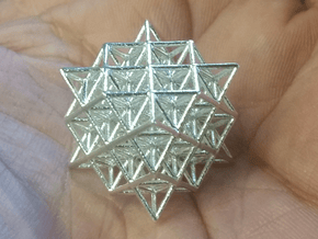 64 Tetrahedron Grid small 1" in Natural Silver