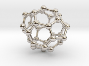 0013 Fullerene c32-4 c2 in Rhodium Plated Brass