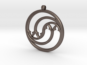 Pendant Tranquille in Polished Bronzed Silver Steel: Medium