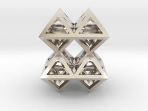 88 Pendant. Perfect Pyramid Structure. in Rhodium Plated Brass