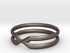 Double Ring in Polished Bronzed Silver Steel: 7.5 / 55.5