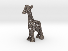 Voronoi Giraffe in Polished Bronzed Silver Steel