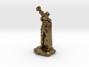 Half Elf Bard In Trilby Playing Trumpet in Natural Bronze