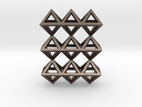 18 Pendant. Perfect Pyramid Structure. in Polished Bronzed Silver Steel