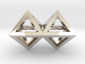 4 Pendant. Perfect Pyramid Structure. in Rhodium Plated Brass