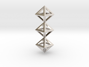 I Letter Pendant. Perfect Pyramid Structure. in Rhodium Plated Brass