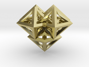 V8 Pendant. Perfect Pyramid Structure. in 18k Gold Plated Brass