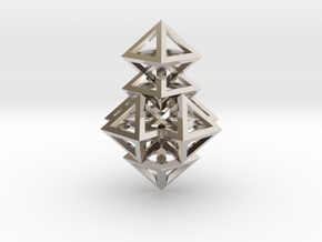 R14 Pendant. Perfect Pyramid Structure. in Rhodium Plated Brass