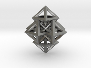 R12 Pendant. Perfect Pyramid Structure. in Natural Silver