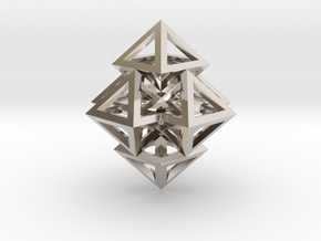 R12 Pendant. Perfect Pyramid Structure. in Rhodium Plated Brass