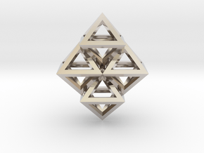 R8 Pendant. Perfect Pyramid Structure. in Rhodium Plated Brass