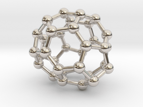 0019 Fullerene c34-4 c2 in Rhodium Plated Brass