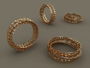 Twisted Bond Ring Size14 (23mm) in Polished Gold Steel