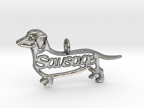 Dachshund Sausage Dog Pendant or keychain in Polished Silver
