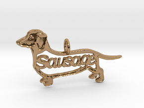 Dachshund Sausage Dog Pendant or keychain in Polished Brass