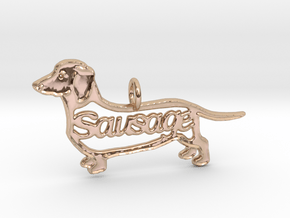 Dachshund Sausage Dog Pendant or keychain in 14k Rose Gold Plated Brass