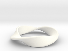 Moebius Strip Pendant (1.5 turns) in White Processed Versatile Plastic