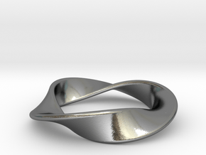 Moebius Strip Pendant (1.5 turns) in Polished Silver