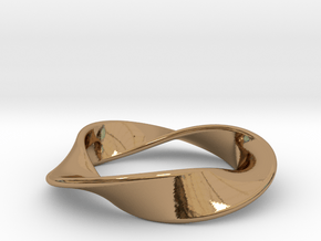 Moebius Strip Pendant (1.5 turns) in Polished Brass