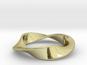 Moebius Strip Pendant (1.5 turns) in 18k Gold Plated Brass