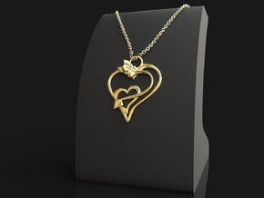 Arrow Heart Pendant in 18k Gold Plated Brass