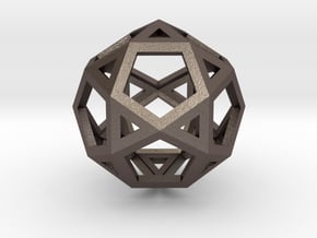IcosiDodecahedron 1.5" in Polished Bronzed Silver Steel