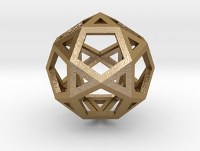 IcosiDodecahedron 1.5" in Polished Gold Steel
