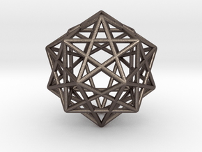 Star Faced Dodecahedron in Polished Bronzed Silver Steel